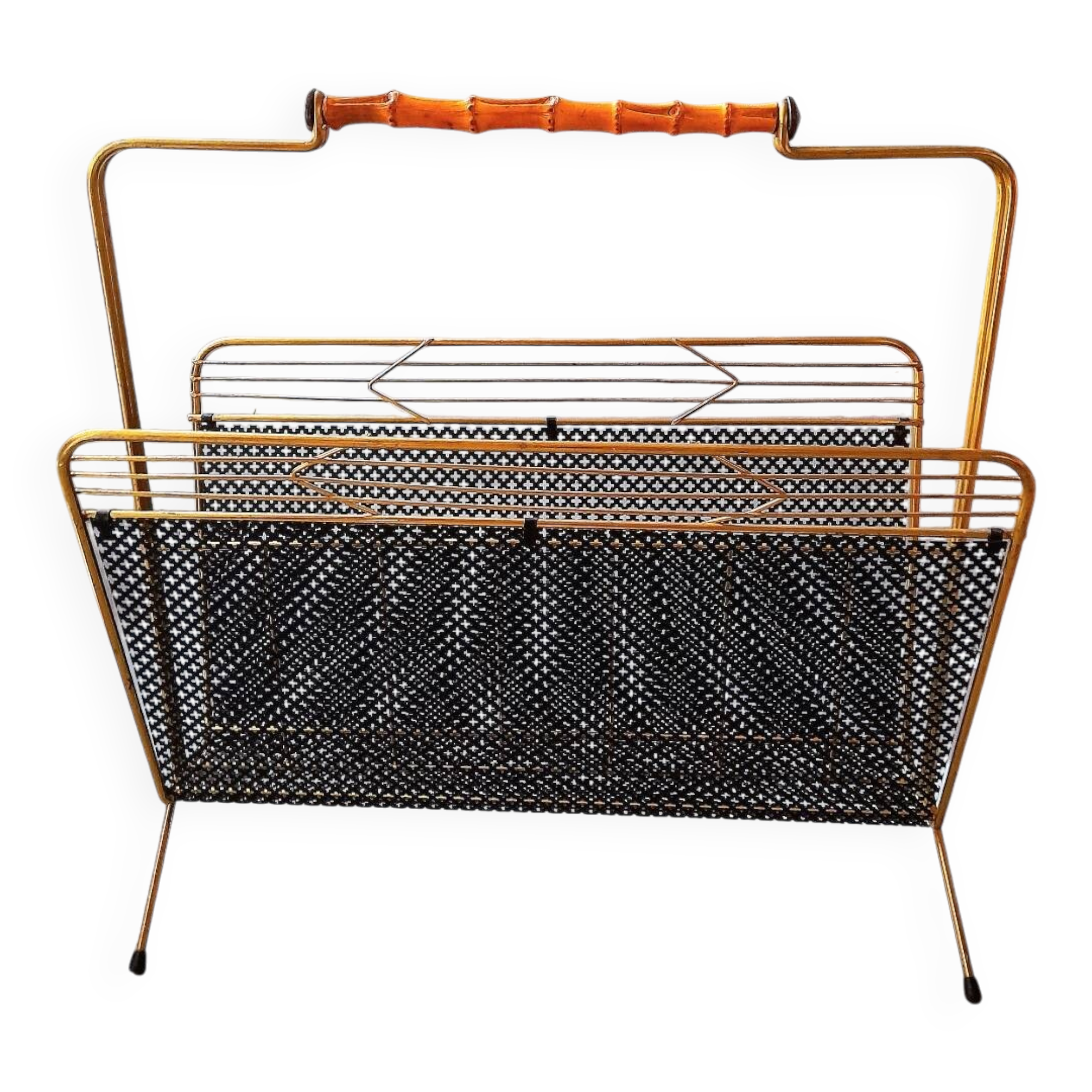 Perforated metal magazine rack 1950