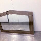 Large wall mirror in Art Deco style, facet-cut pink and clear glass