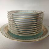 Platter and 11 dessert plates in Chapus Frères Limoges porcelain