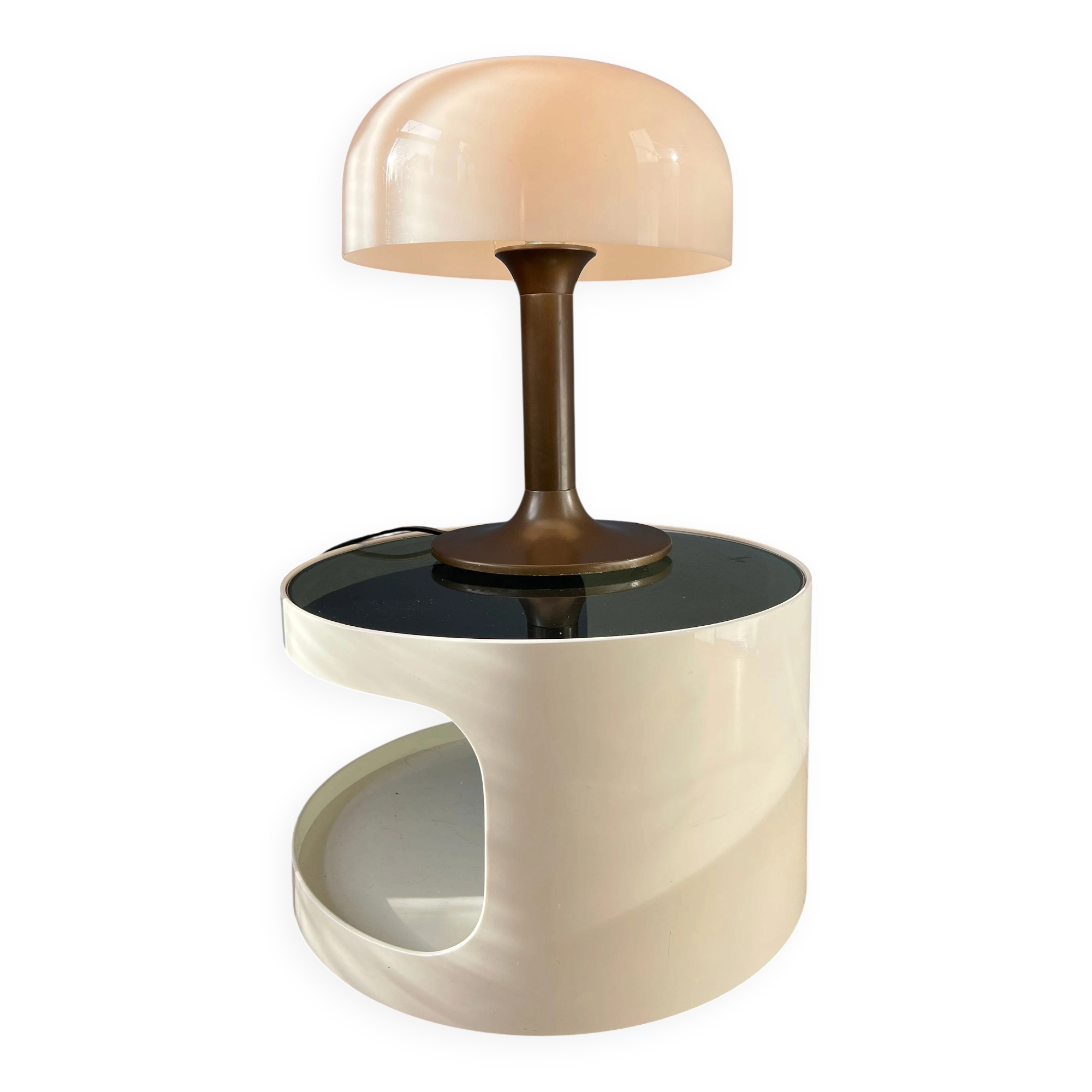 Brown and white Space Age Mid-Century mushroom table lamp