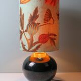 Vintage table lamp signed Louis Drimmer, glazed ceramic & lampshade