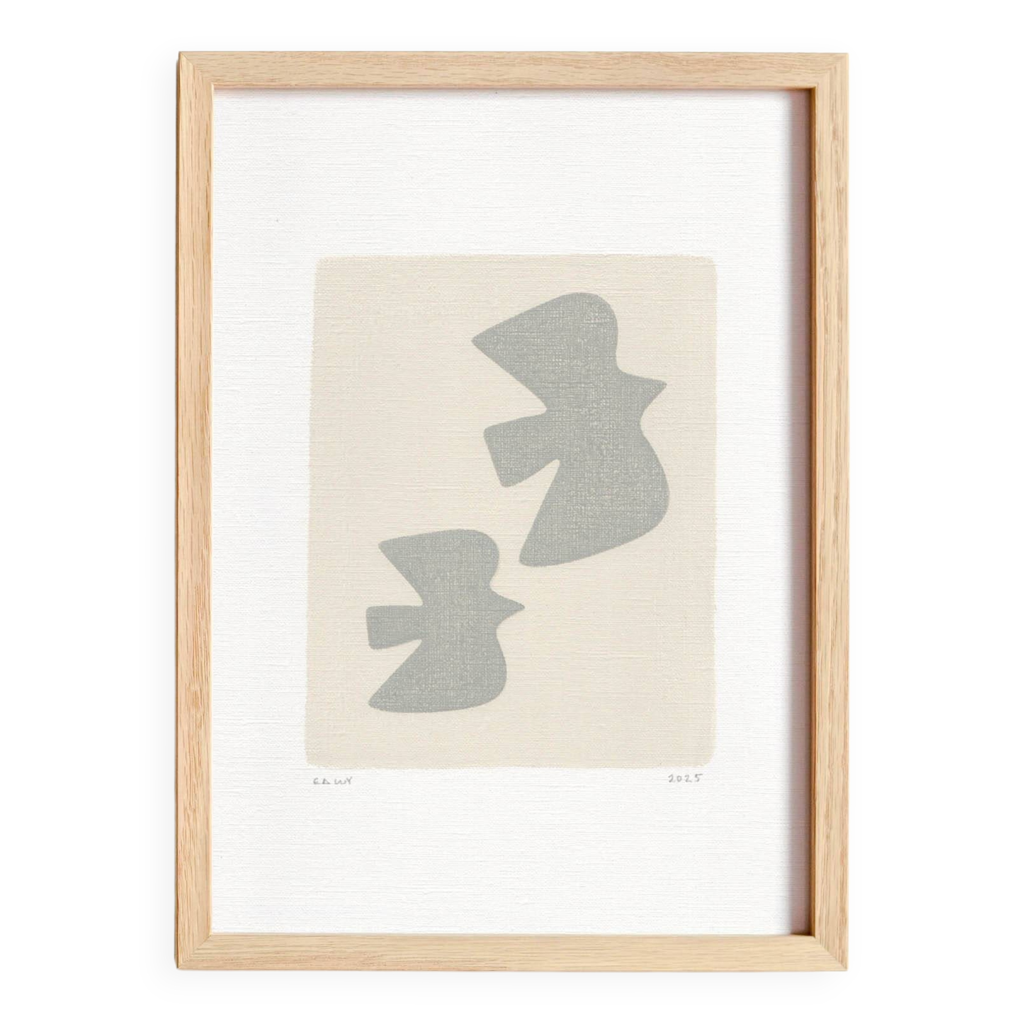 Abstract painting on paper - Birds B137 - painting signed eawy