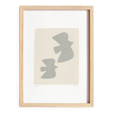Abstract painting on paper - Birds B137 - painting signed eawy