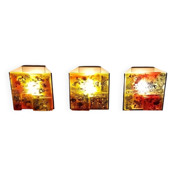 3 x Raak coloured glass wall sconces lamps Willem van Oyen