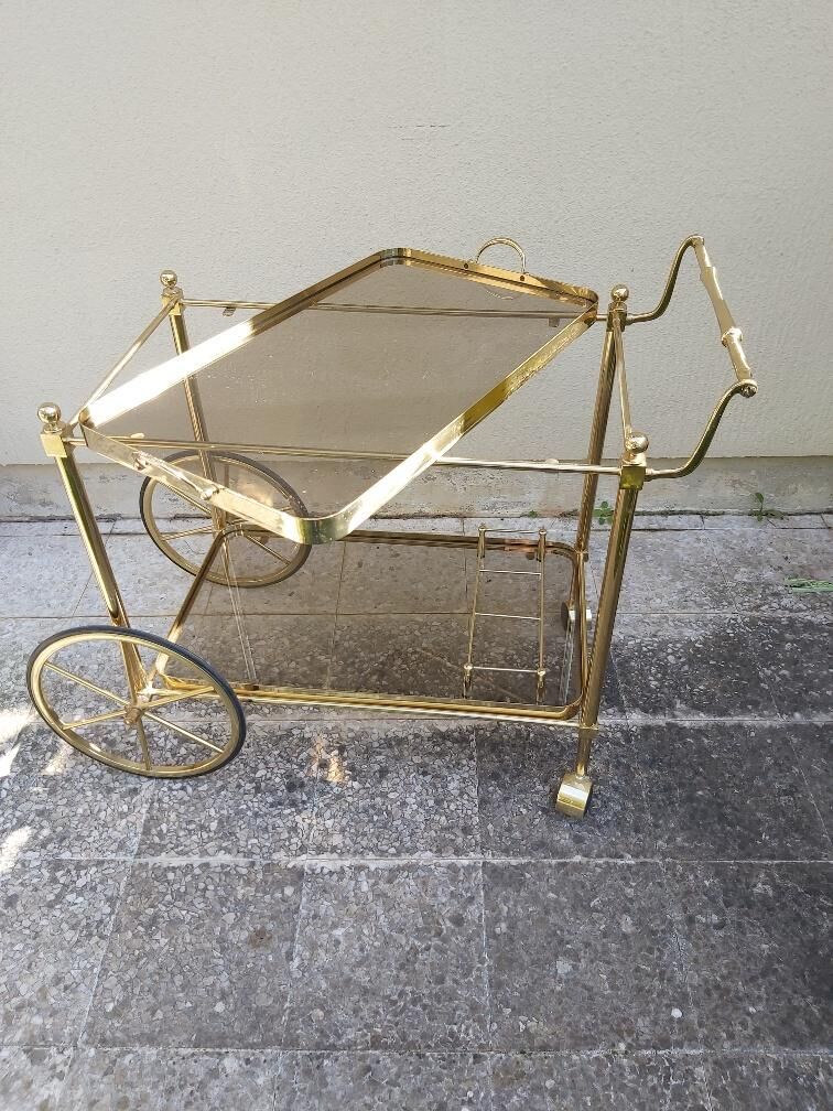 Rolling dessert brass removable tray 70s