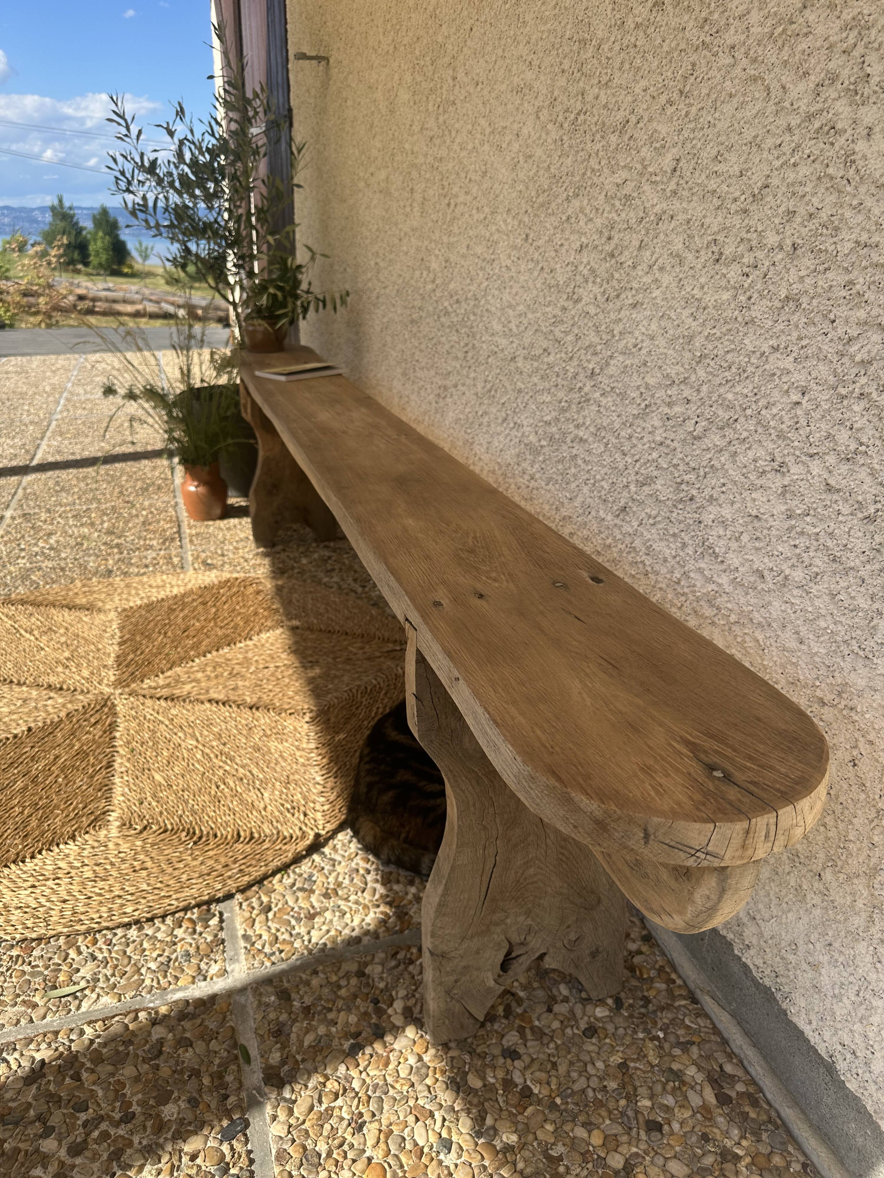 Old oak farmhouse bench measuring 230 cm
