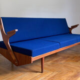 Foldning Sofa in Electric Blue Colour, 1960s, Czechoslovakia