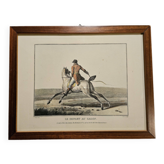 Gravure équestre "le départ au galop" DARCIS d'après Carles VERNET