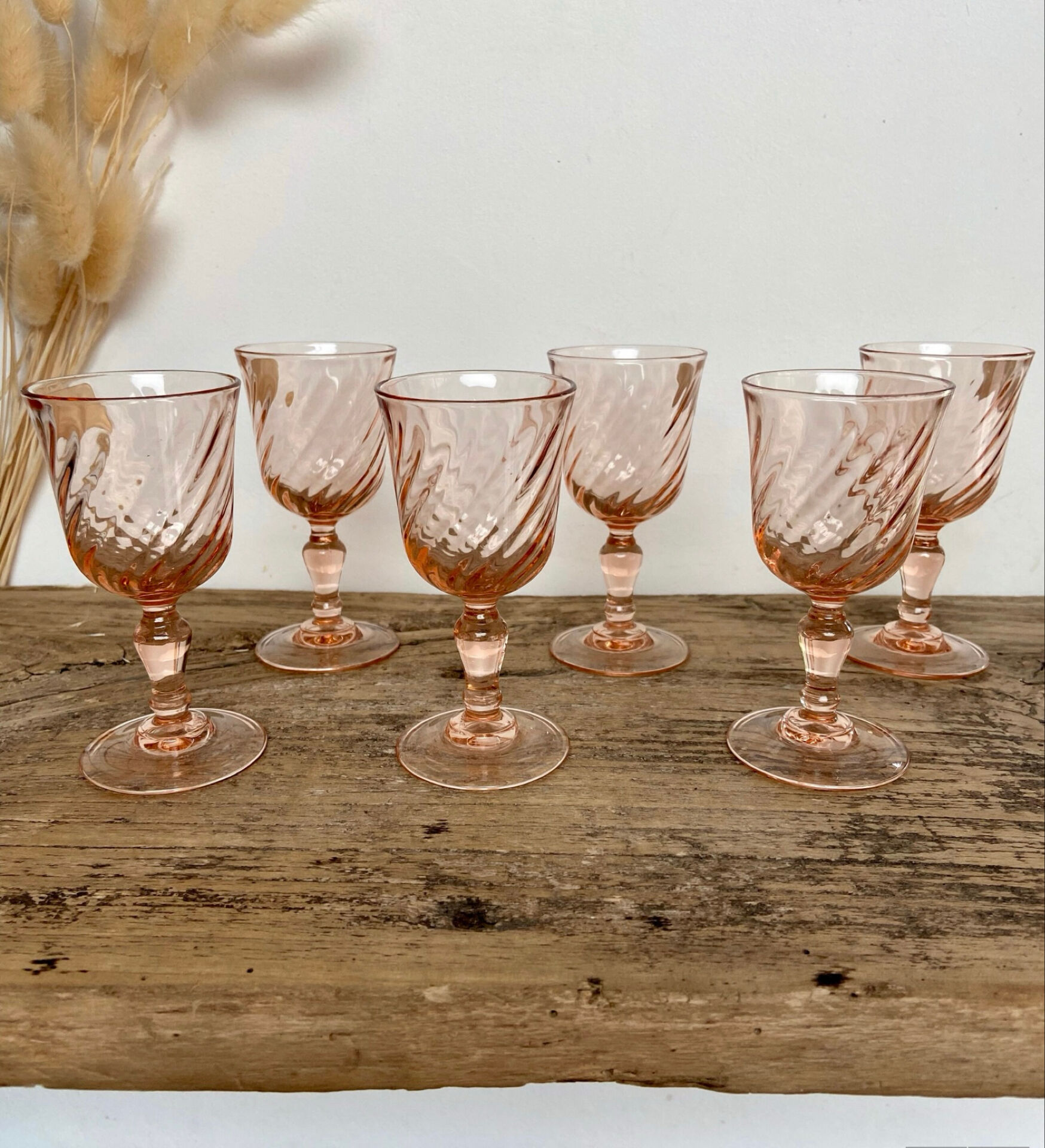 6 "Rosaline" vintage liqueur glasses by Luminarc