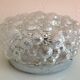 Round ceiling lamp in vintage bubbled glass 60s-70s