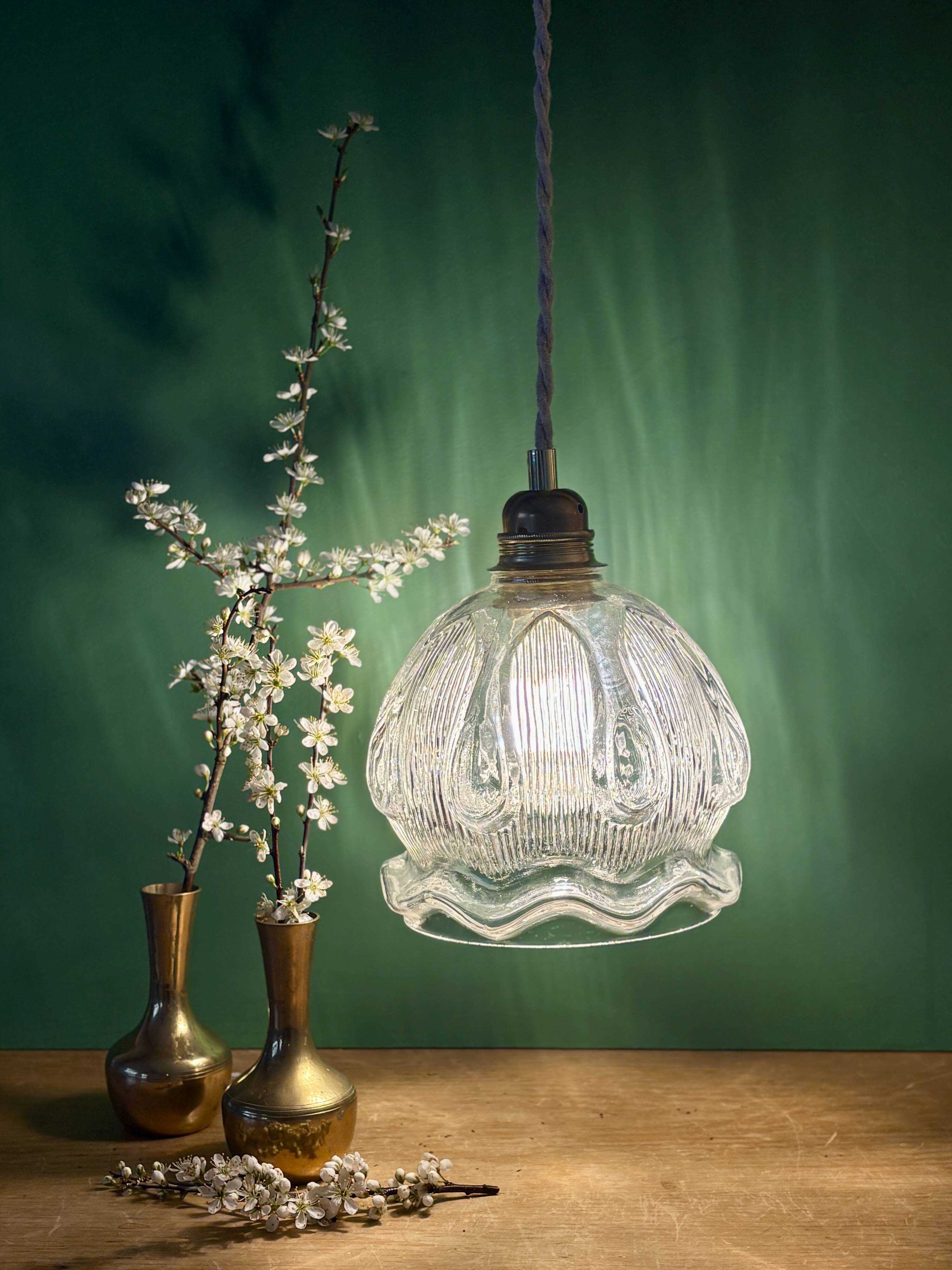 Vintage transparent glass suspension globe