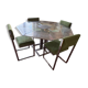 Vintage 1970s glass table + 4 chairs UNIQUE PIECE