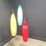 Vintage 3 glass pendant lights by Vistosi, 1970s