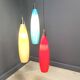 Vintage 3 glass pendant lights by Vistosi, 1970s