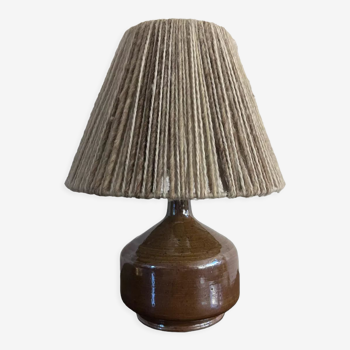 Vintage stoneware lamp and wool lampshade