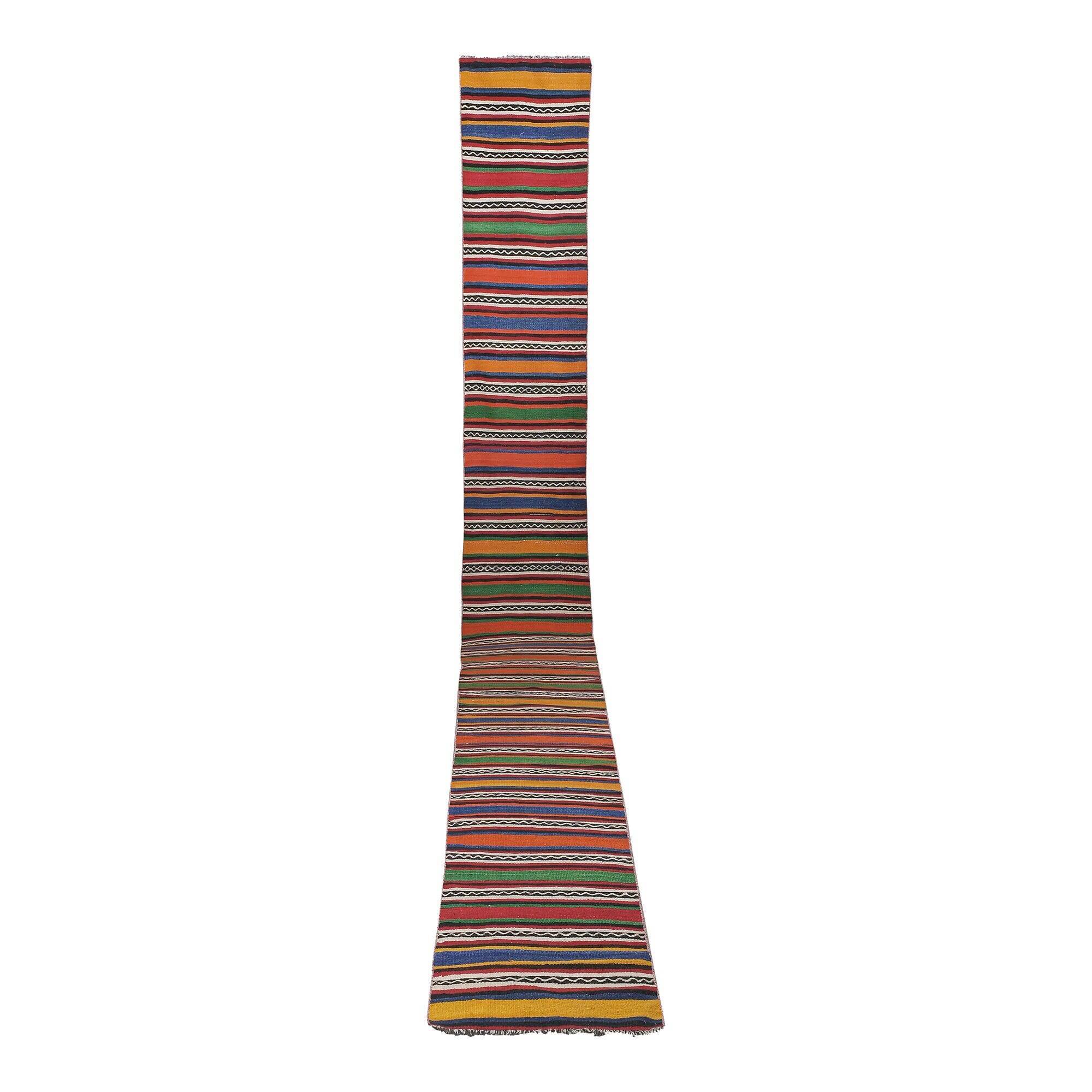 Vintage Turkish hallway rug 63x647 cm