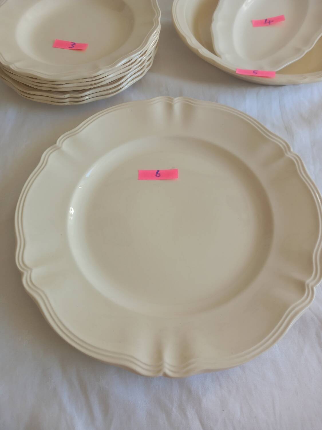 Old Sarreguemines Ivory Carved Service