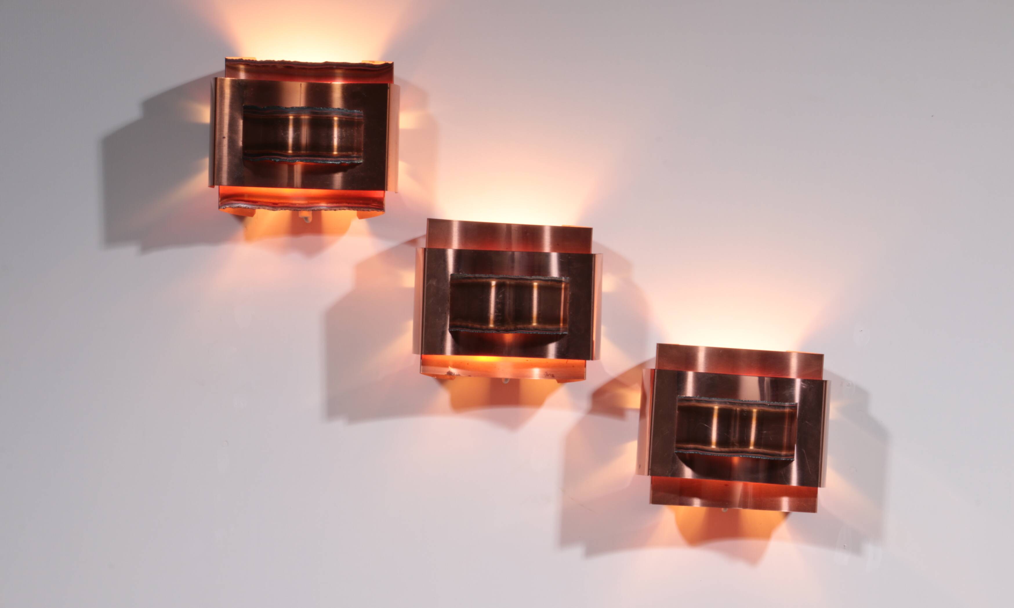 Wall lamps Svend Aage Holm Sørensen brutalist and copper,1960