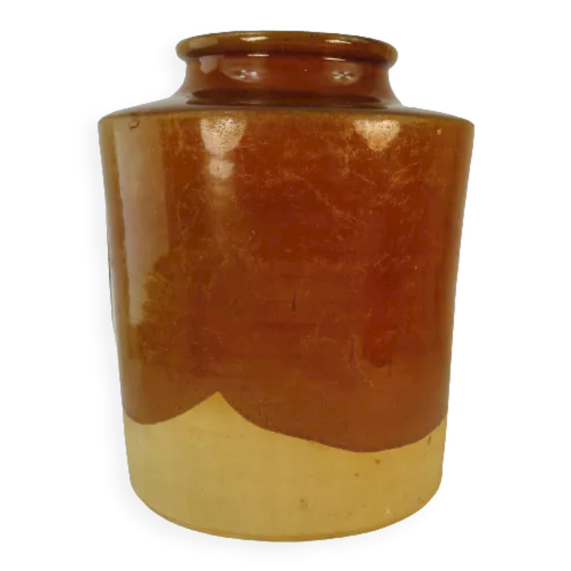 Old grease pot in glazed stoneware and terracotta