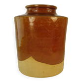 Old grease pot in glazed stoneware and terracotta