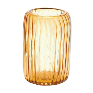 Vase en verre cannele