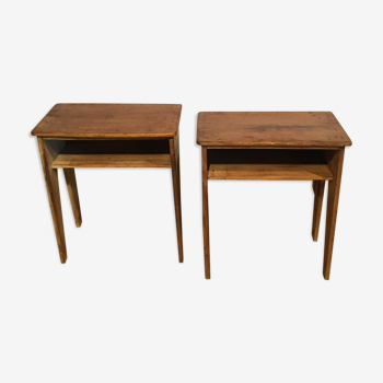 Pair of raw exotic wooden bedside tables