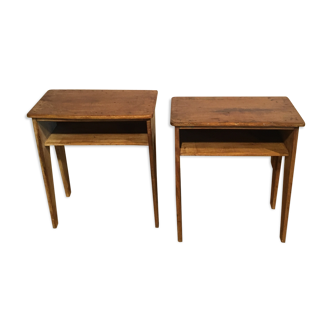 Pair of raw exotic wooden bedside tables