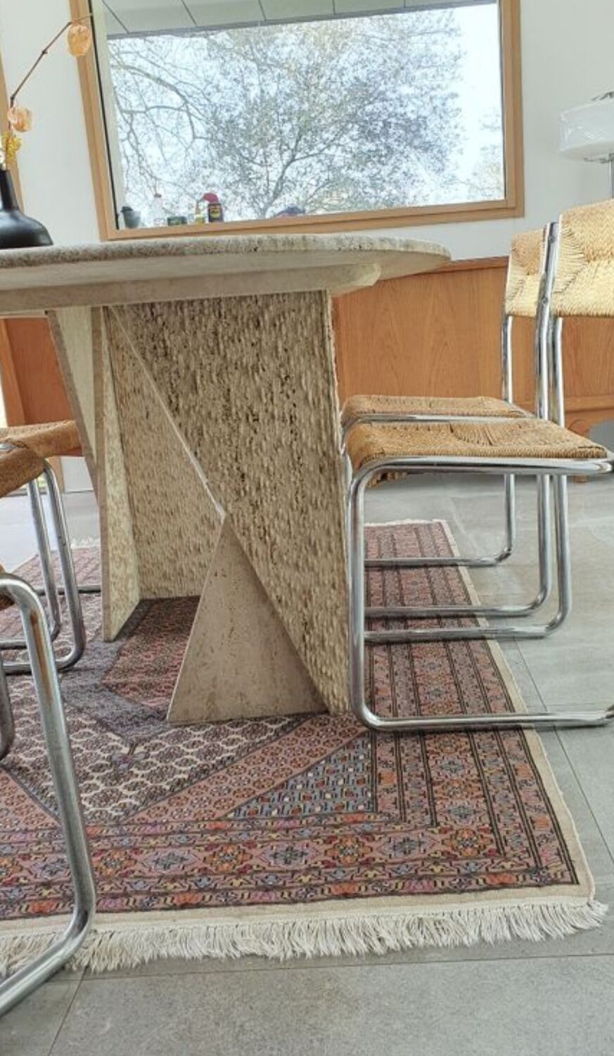 80s travertine dining table