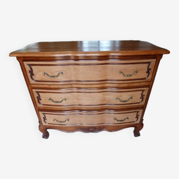 Commode arbalète trois tiroirs en bois massif