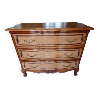 Commode arbalète trois tiroirs en bois massif