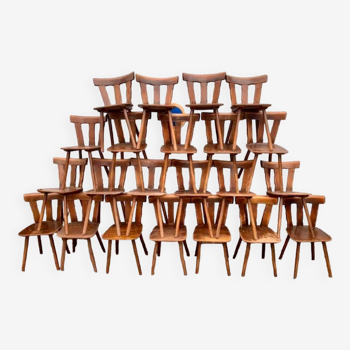 Series set of 36 vintage curved wood bistro chairs