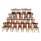 Series set of 36 vintage curved wood bistro chairs
