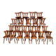 Series set of 36 vintage curved wood bistro chairs