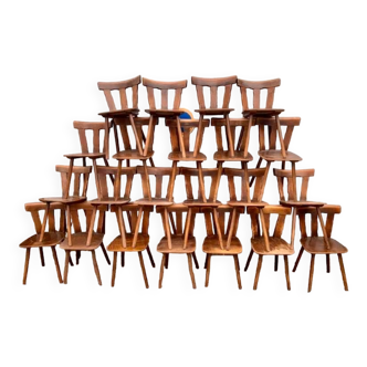 Series set of 36 vintage curved wood bistro chairs