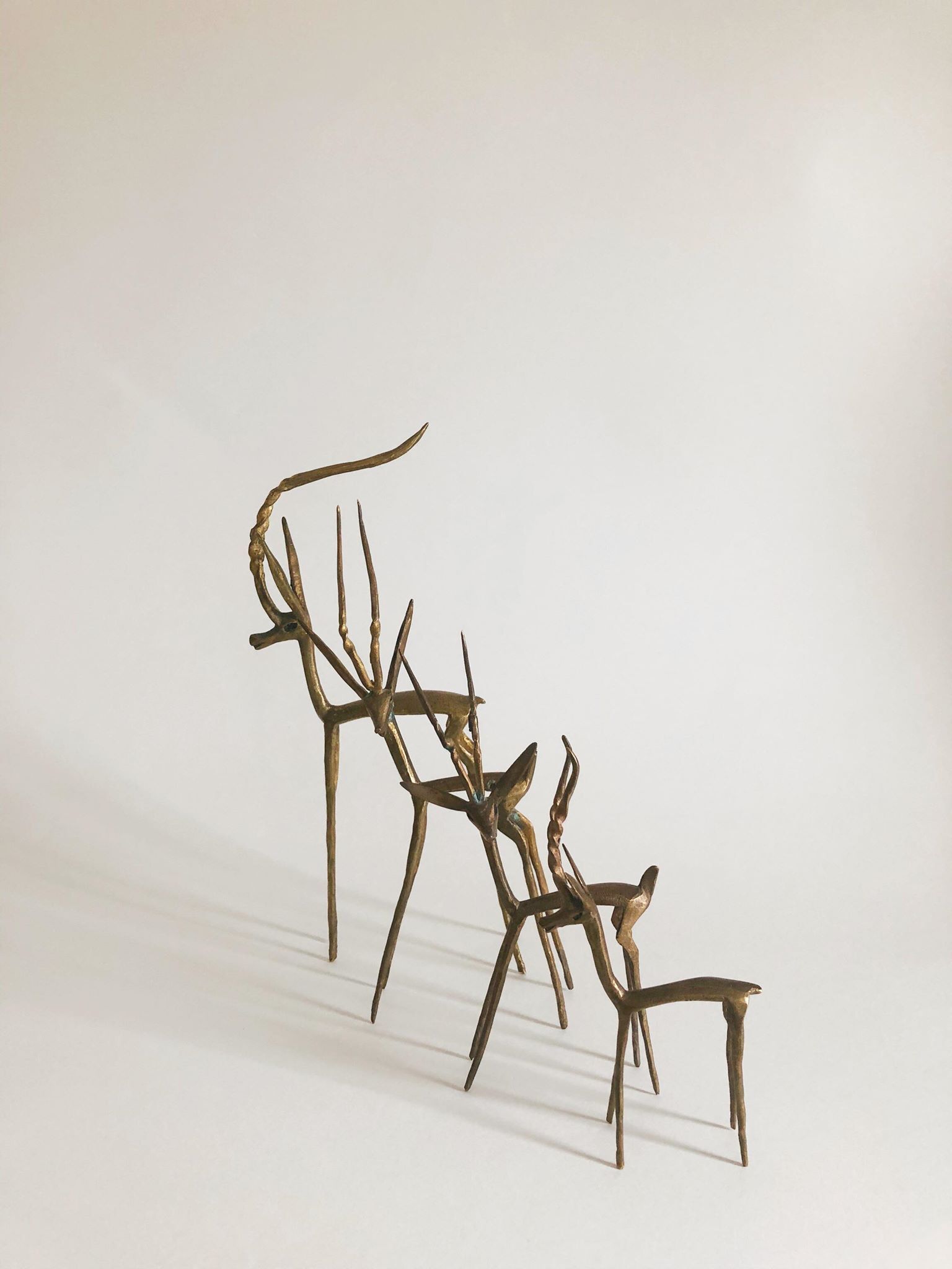 Set brass gazelles antelopes