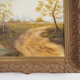 Peinture « The Road by the Pond », design scandinave, années 1970