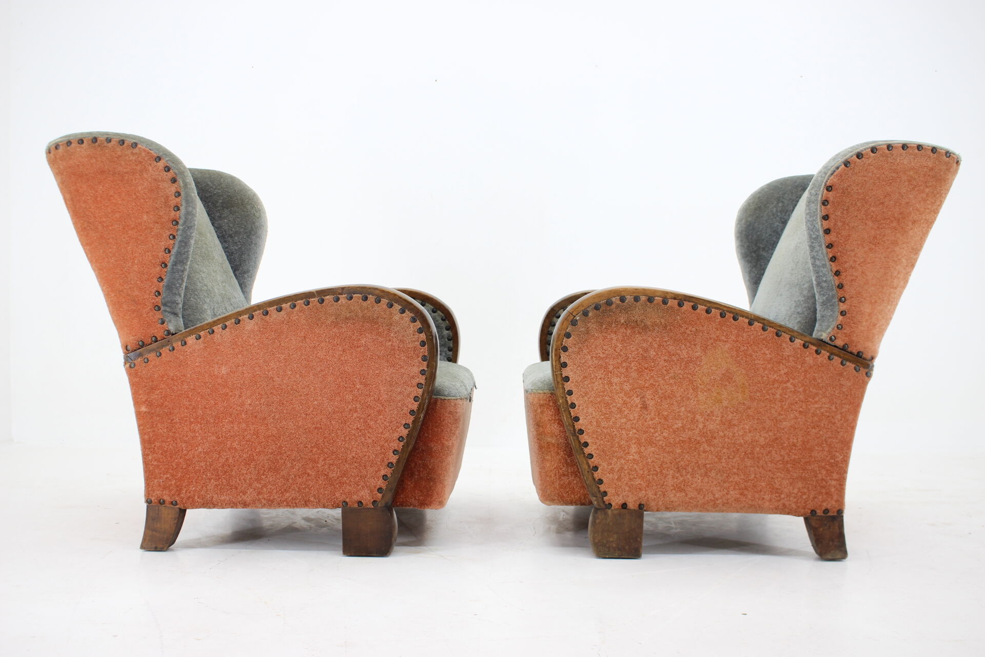 1940s Pair of Large Wing Chairs, Czechoslovakia