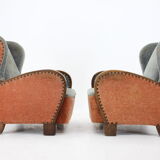 1940s Pair of Large Wing Chairs, Czechoslovakia