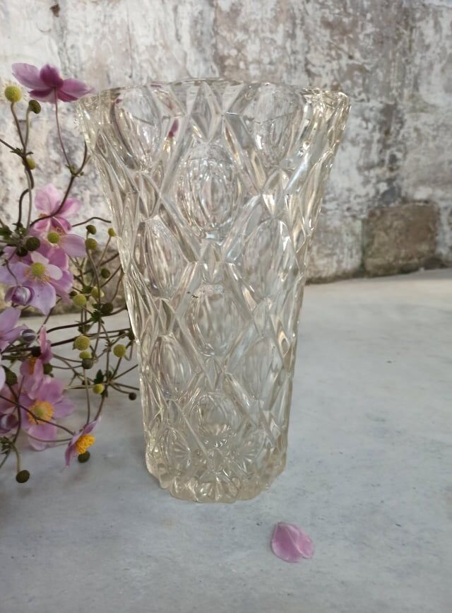 Four bohemian crystal vases