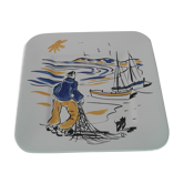 Plat carré bleu salé par Sanseau.vintage