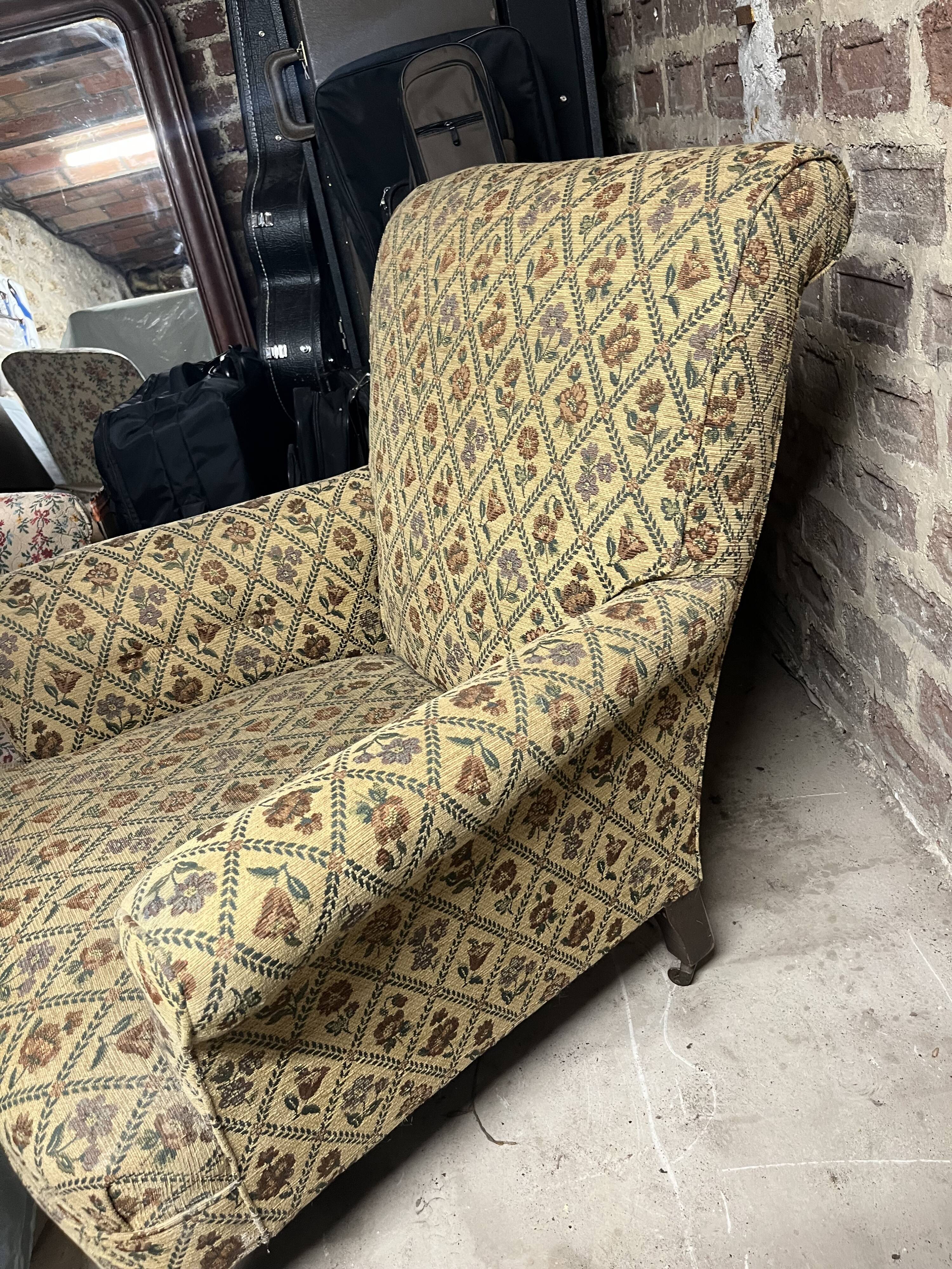 Beige armchair upholstered flowers