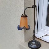 Swan neck lamp tulip shade glass paste vannes antique vintage