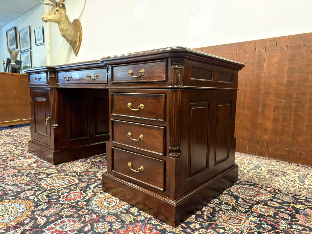 Classic English Desk with Green Inlay