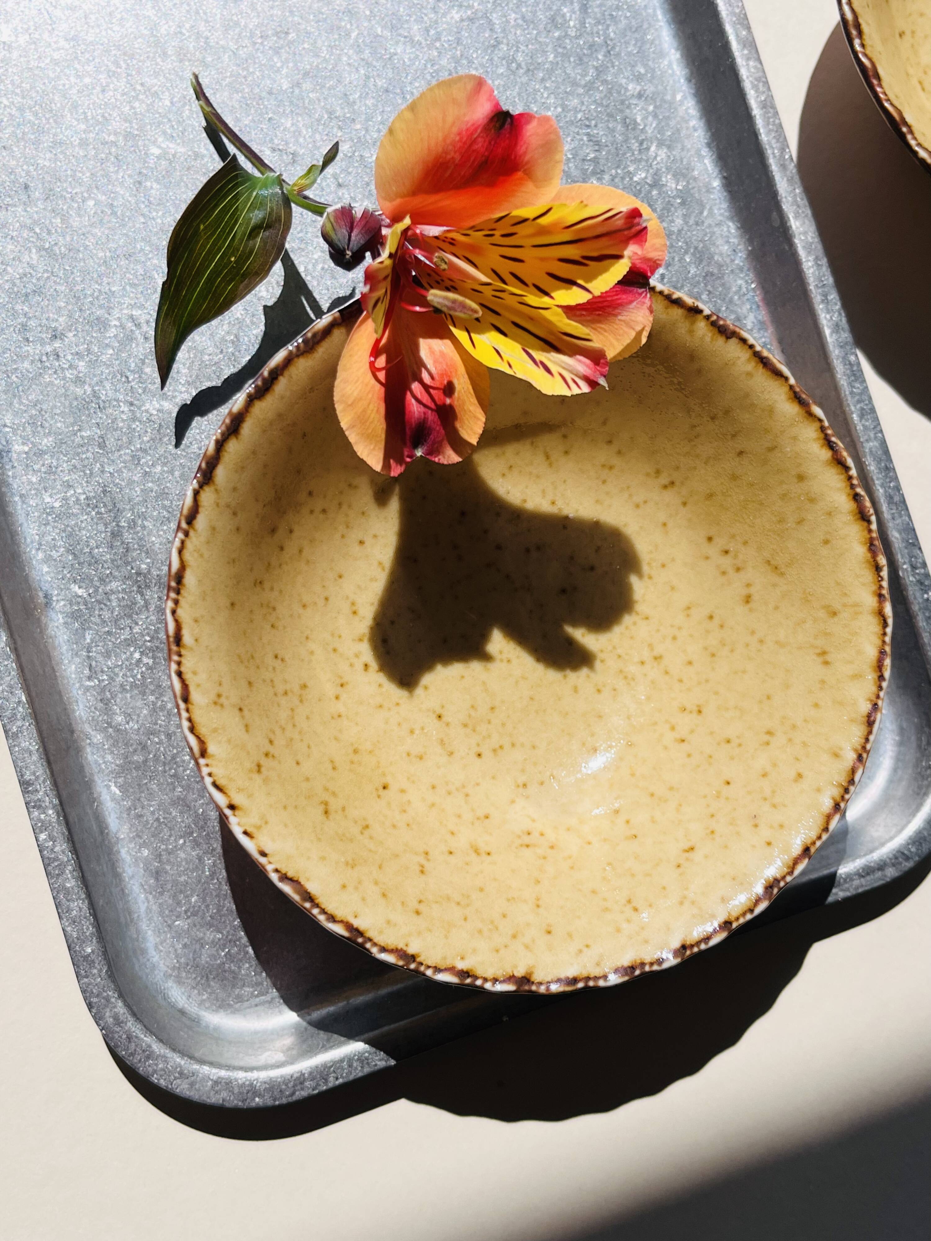 Set of 4 sand ceramic bowls