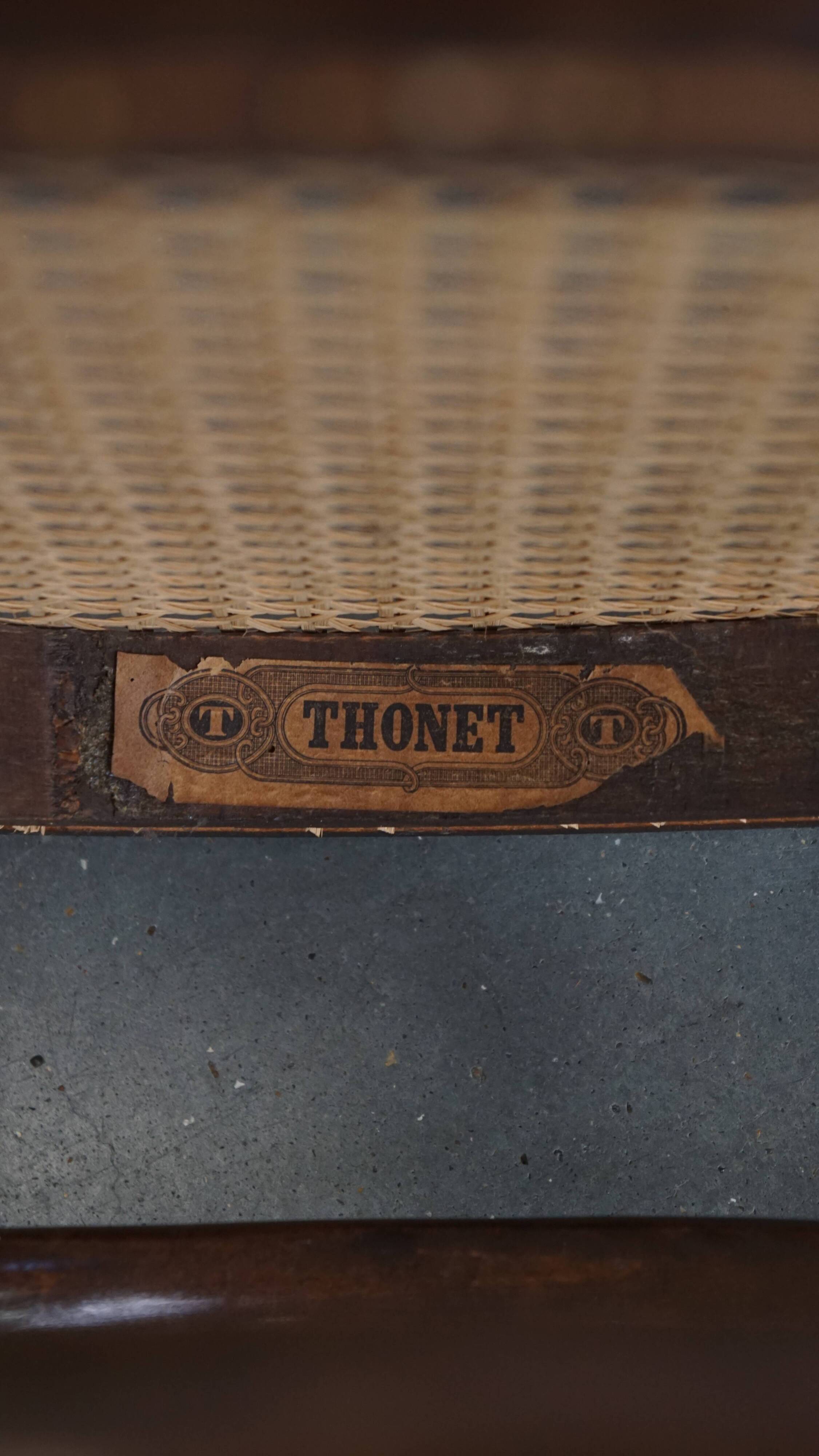 Original vintage Thonet bistro design chair with armrests