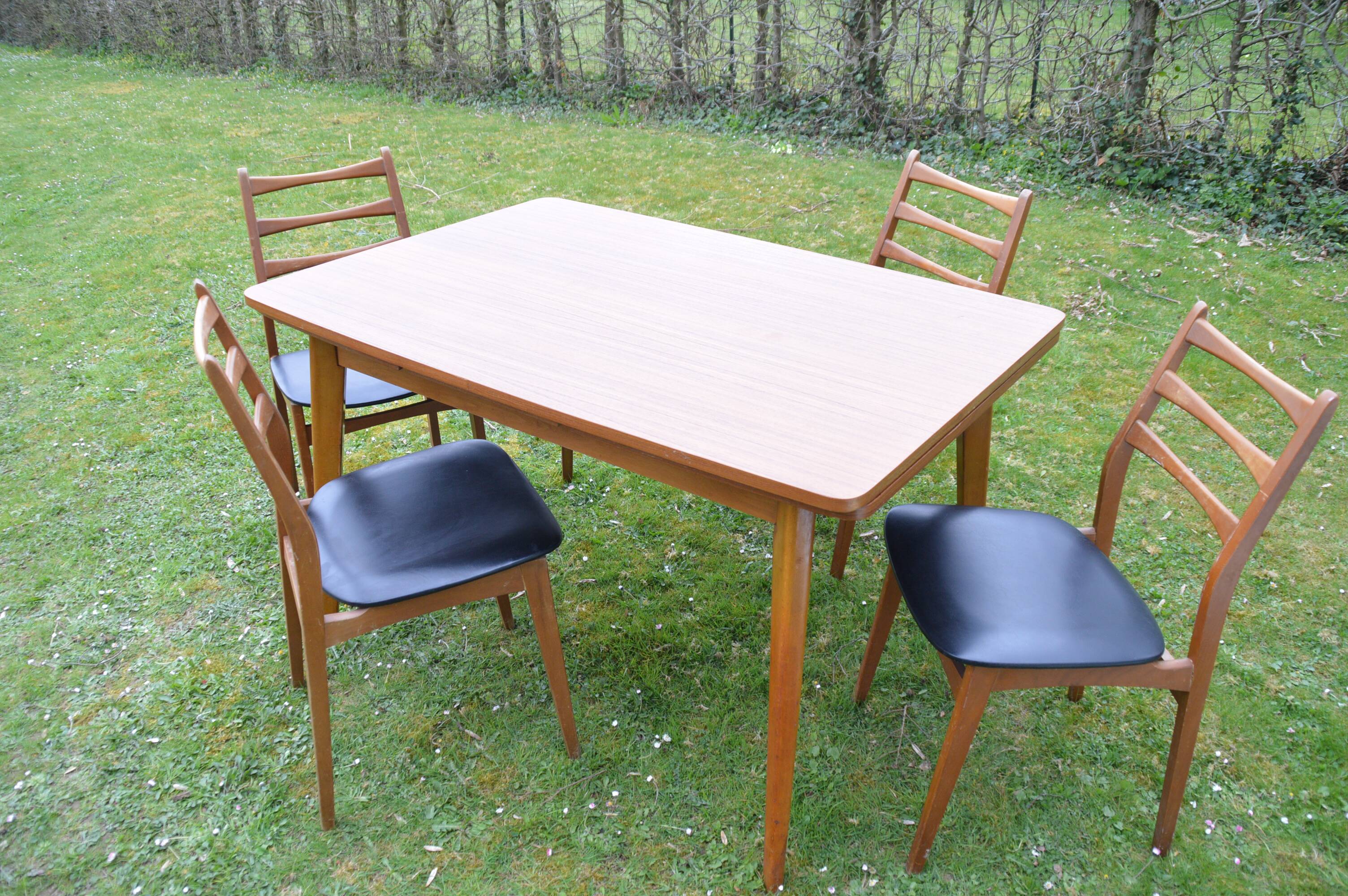 vintage dining table - 4 chairs
