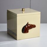 Vintage Ice Cube Holder with Ceramic Horse-Head
