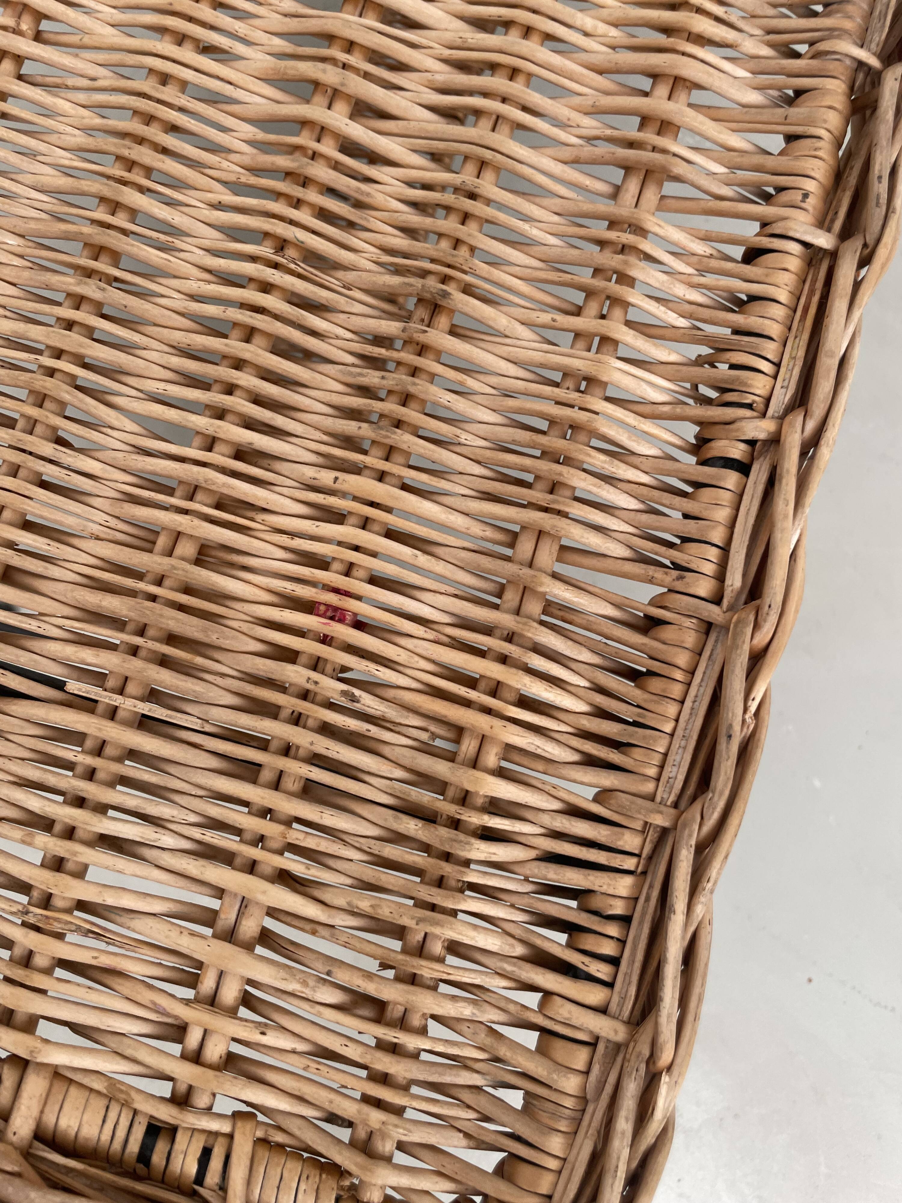 Woven wicker and metal coffee table 1960