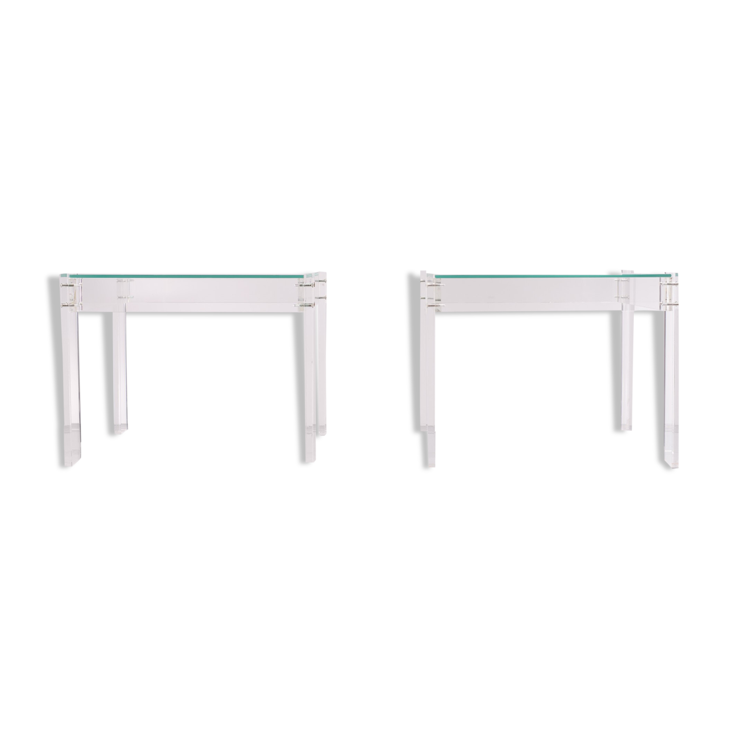 Vintage square small lucite side tables 1970s france