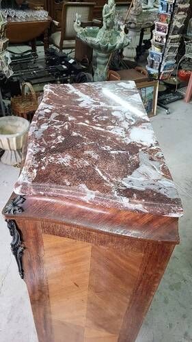 Small antique rosewood secretary with marble top ref je